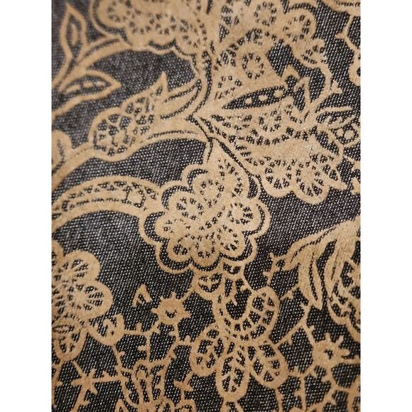 NWOT Saks 5th Avenue Real Clothes Women sz 12 Tan Faux Suede Floral  Denim Jeans - Picture 5 of 9